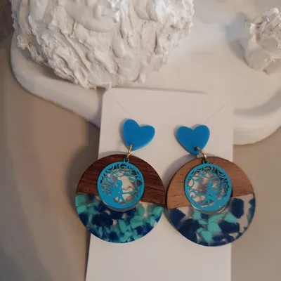 Bo turquoise bois acrylique et résine 